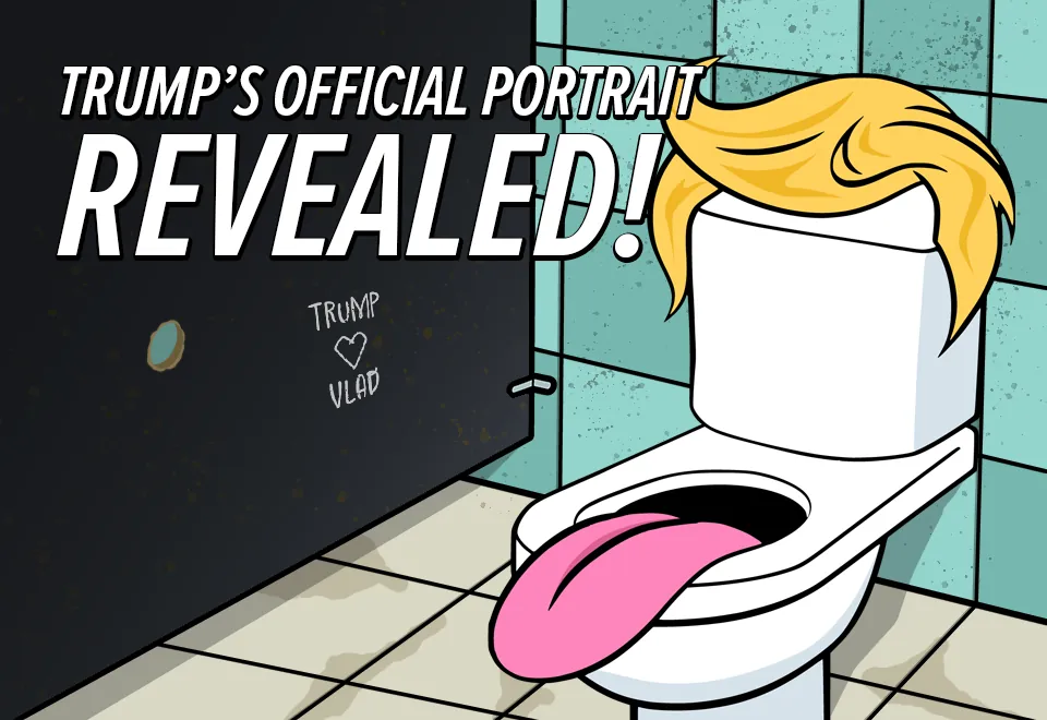 Cover Image for Trump's 'official' portrait revealed parody sticker