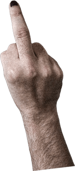 An extended middle finger